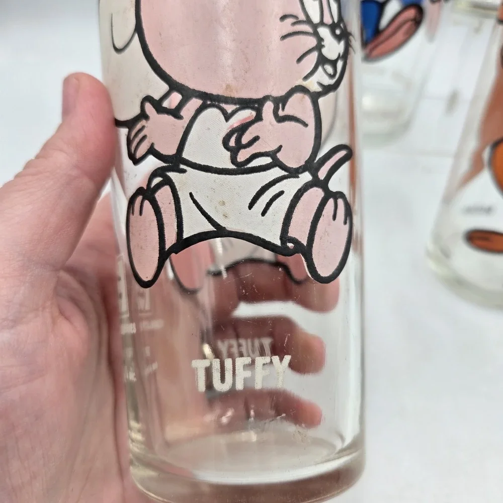 5 Vintage 70s Pepsi Co Glass Tumbler Cups Bullwinkle Minnie Mouse Cartoons Rare